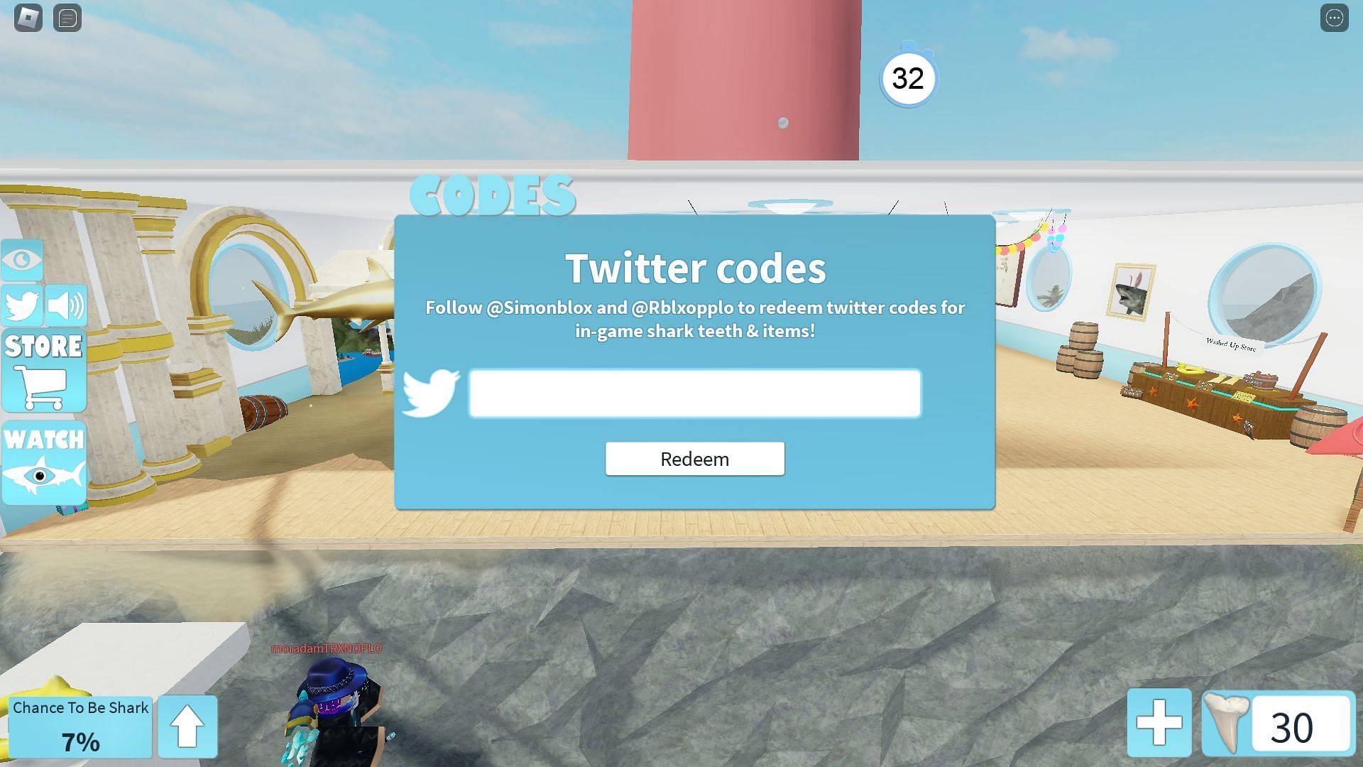 Active codes for SharkBite (Image via Roblox)