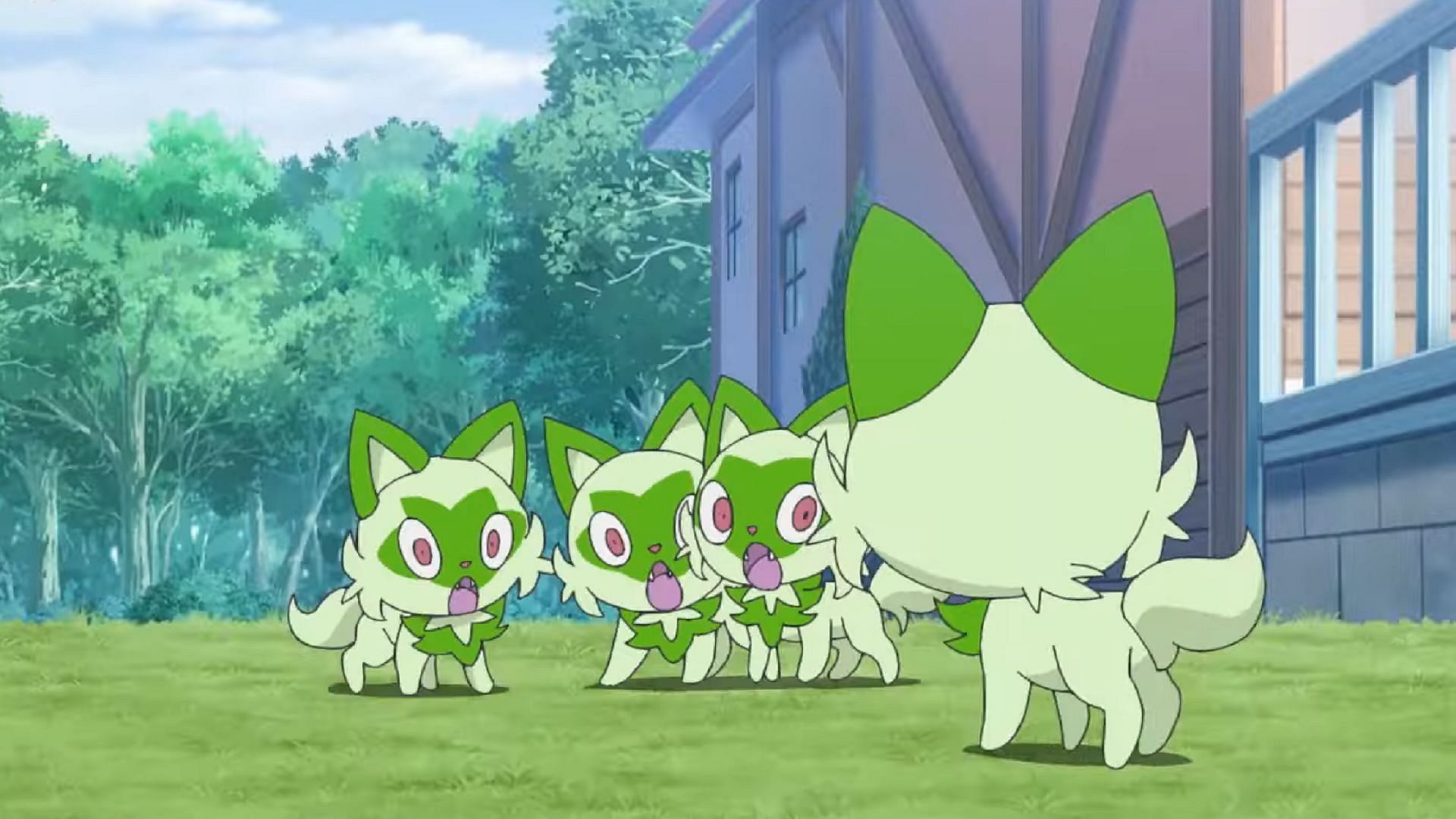 The other Sprigatito are afraid of Liko&#039;s after the Spidops incident (Image via The Pokemon Company)