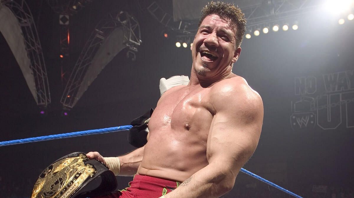 Eddie Guerrero after beating Brock Lesnar to win the WWE Championship at No Way Out.