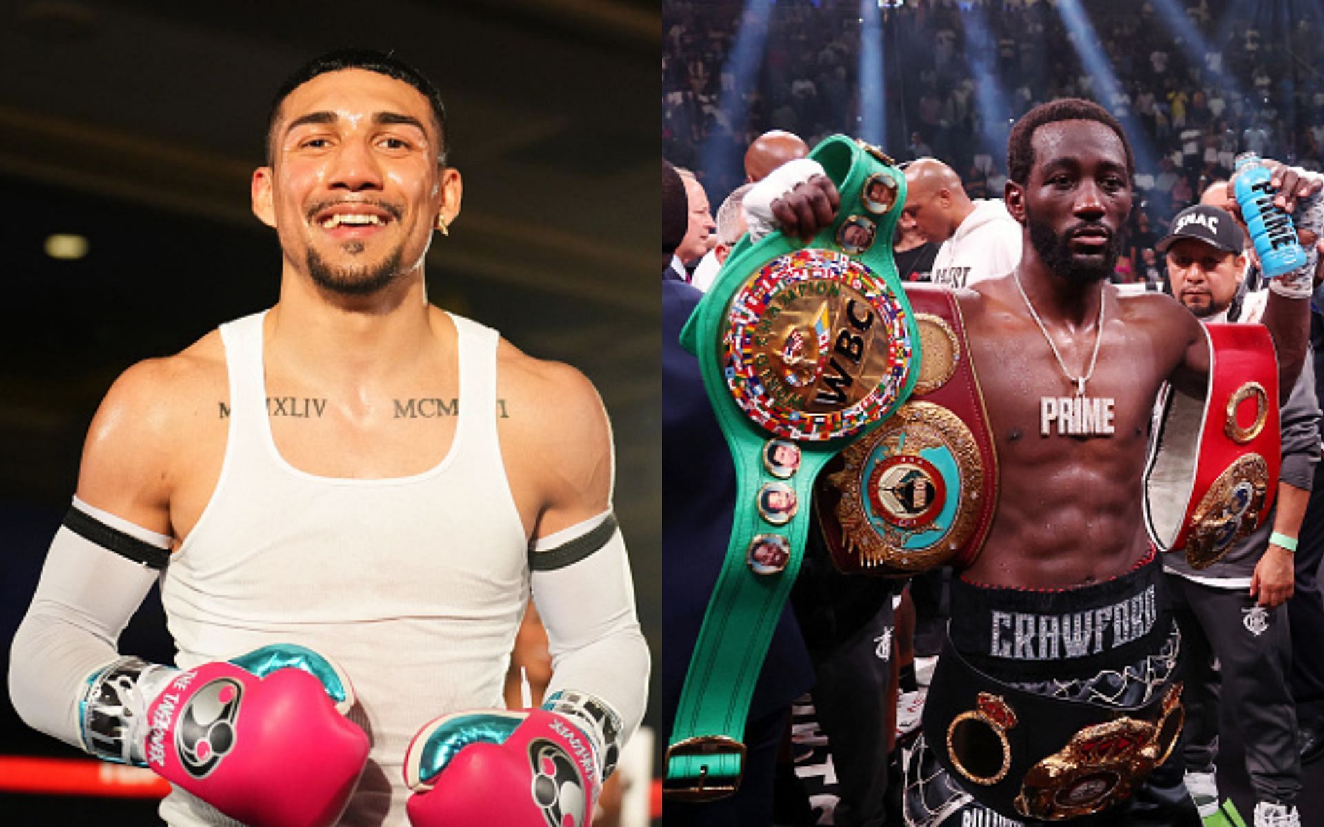 Teofimo Lopez (left); Terence Crawford (right)