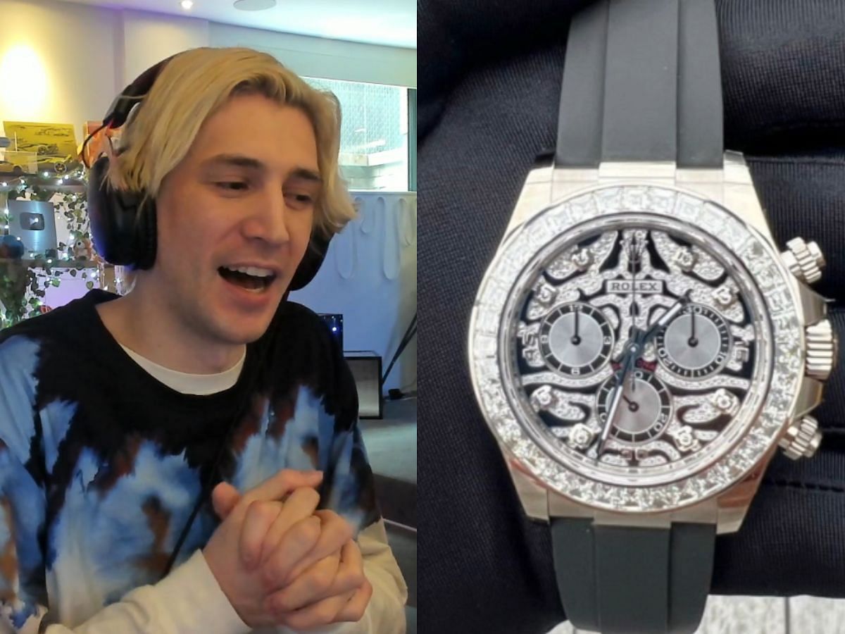 xQc shows off the Rolex he gifted to Adin Ross (Image via Twitch/xQc)