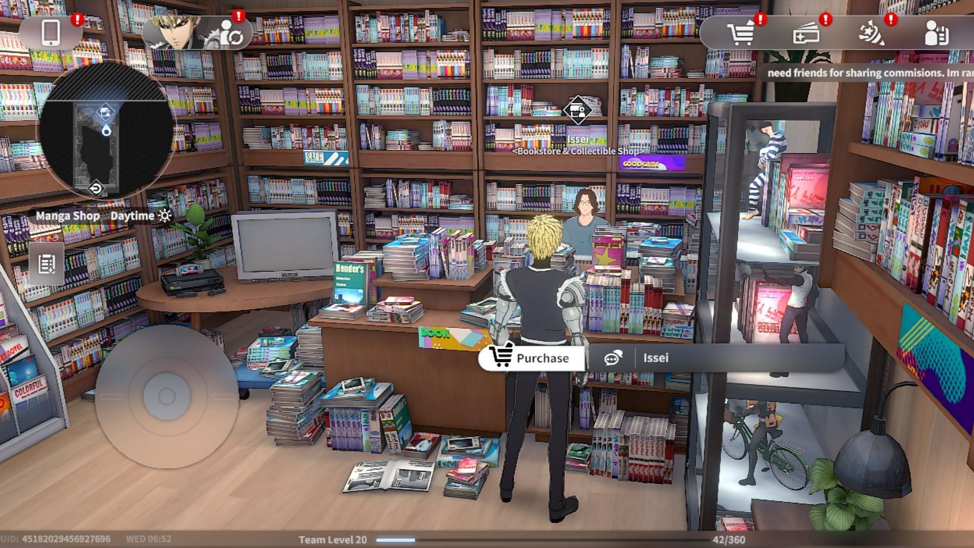Issei, the manga shop owner, will give you the second Fresh Server in City Z (Image via Perfect World)
