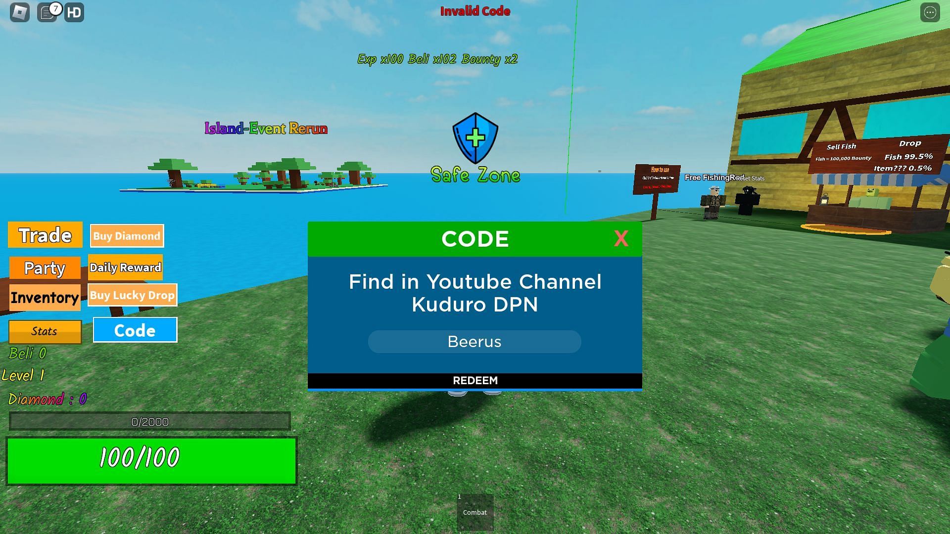 Troubleshooting codes for Rock Fruit (Image via Roblox)