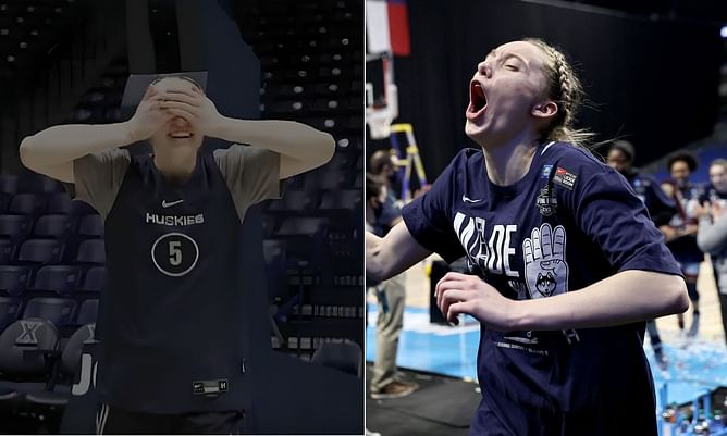 WATCH: UConn star Paige Bueckers nails perfect no-look half-court shot during Huskies' practice