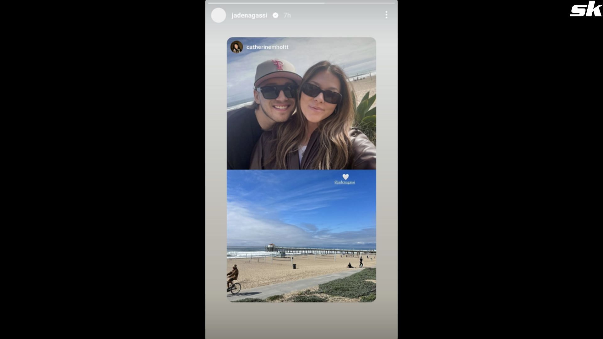 Jaden Agassi and girlfriend Catherine Holt enjoy their time at the beach