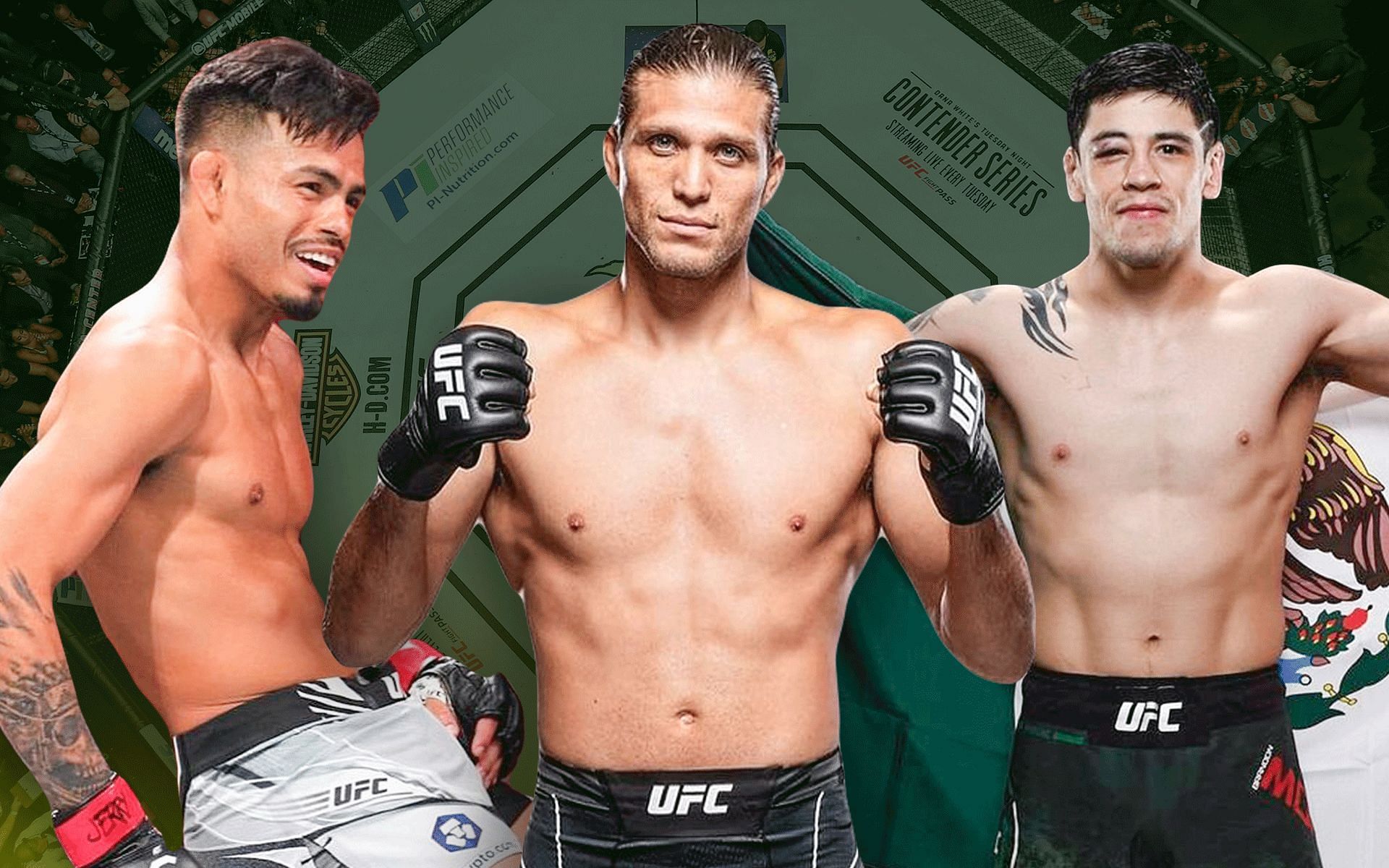 Brandon Royval (left), Brian Ortega (middle), and Brandon Moreno (right) will feature in high-stakes matchups at UFC Mexico City [Images courtesy: @broyval, @briantcity, and @theassassinbaby on Instagram]