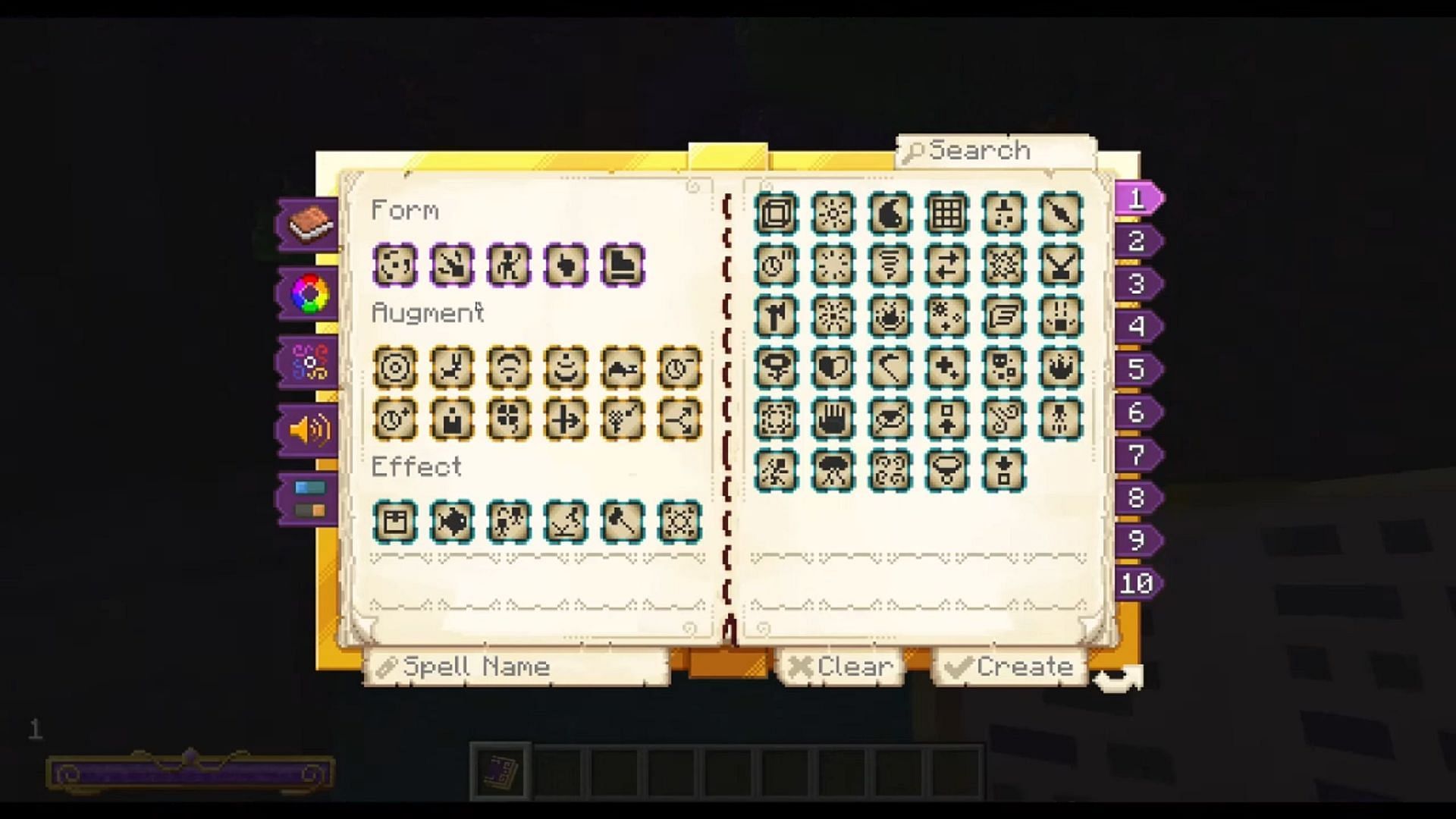 Custom spell crafting in Minecraft as seen in the Ars Nouveau mod (Image via Gootastic/YouTube)