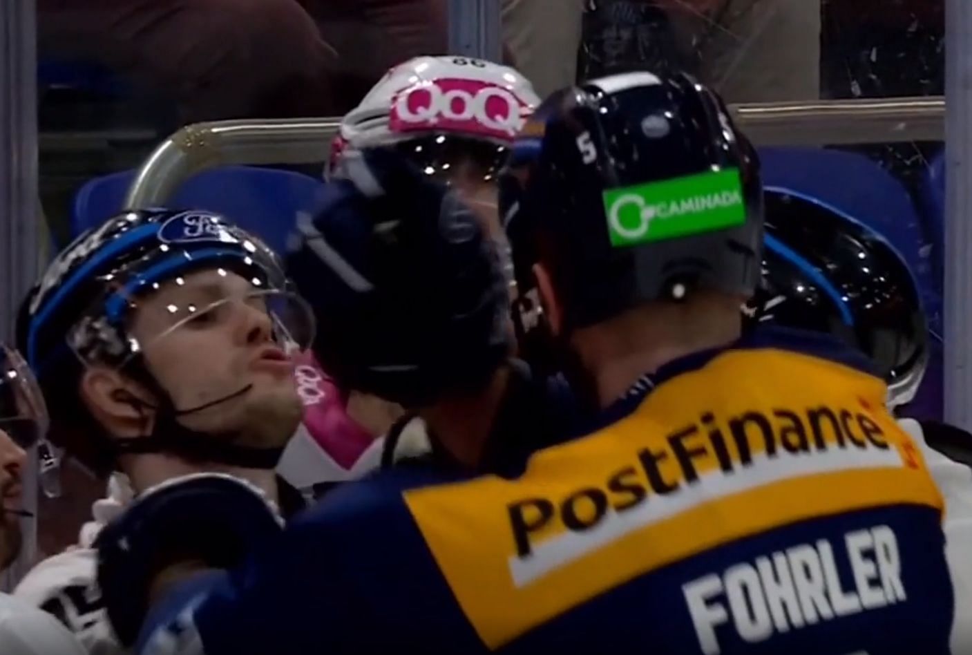 Hockey fans react as Swiss league player punching ref square in the face