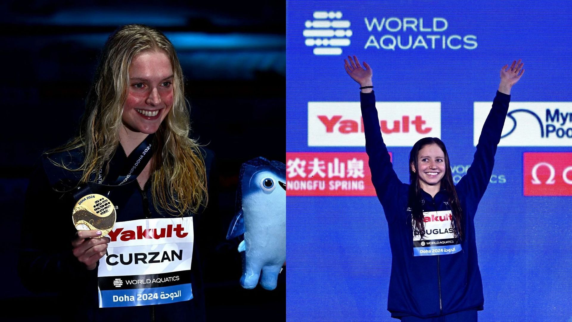 World Aquatics 2024: Claire Curzan and Kate Douglass after winning the gold medals
