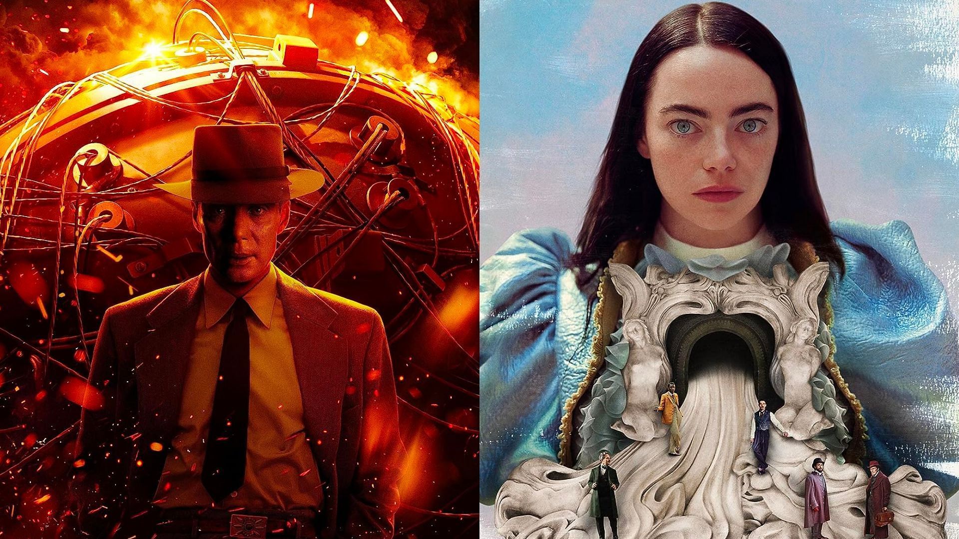 Oppenheimer (L) and Poor Things (R) swept the BAFTA Awards 2024 (Images via Universal Pictures and Searchlight Pictures)