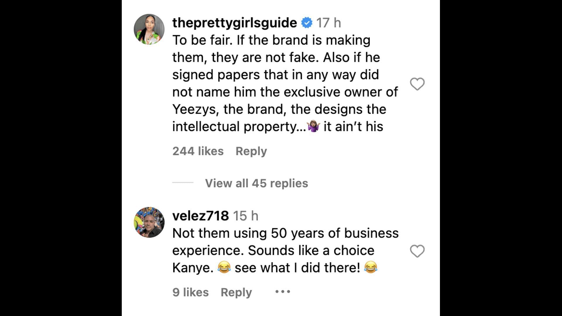 Social media users react as Ye blames Adidas for selling fake Yeezys: Details explored. (Image via @theshaderoom/ Instagram)