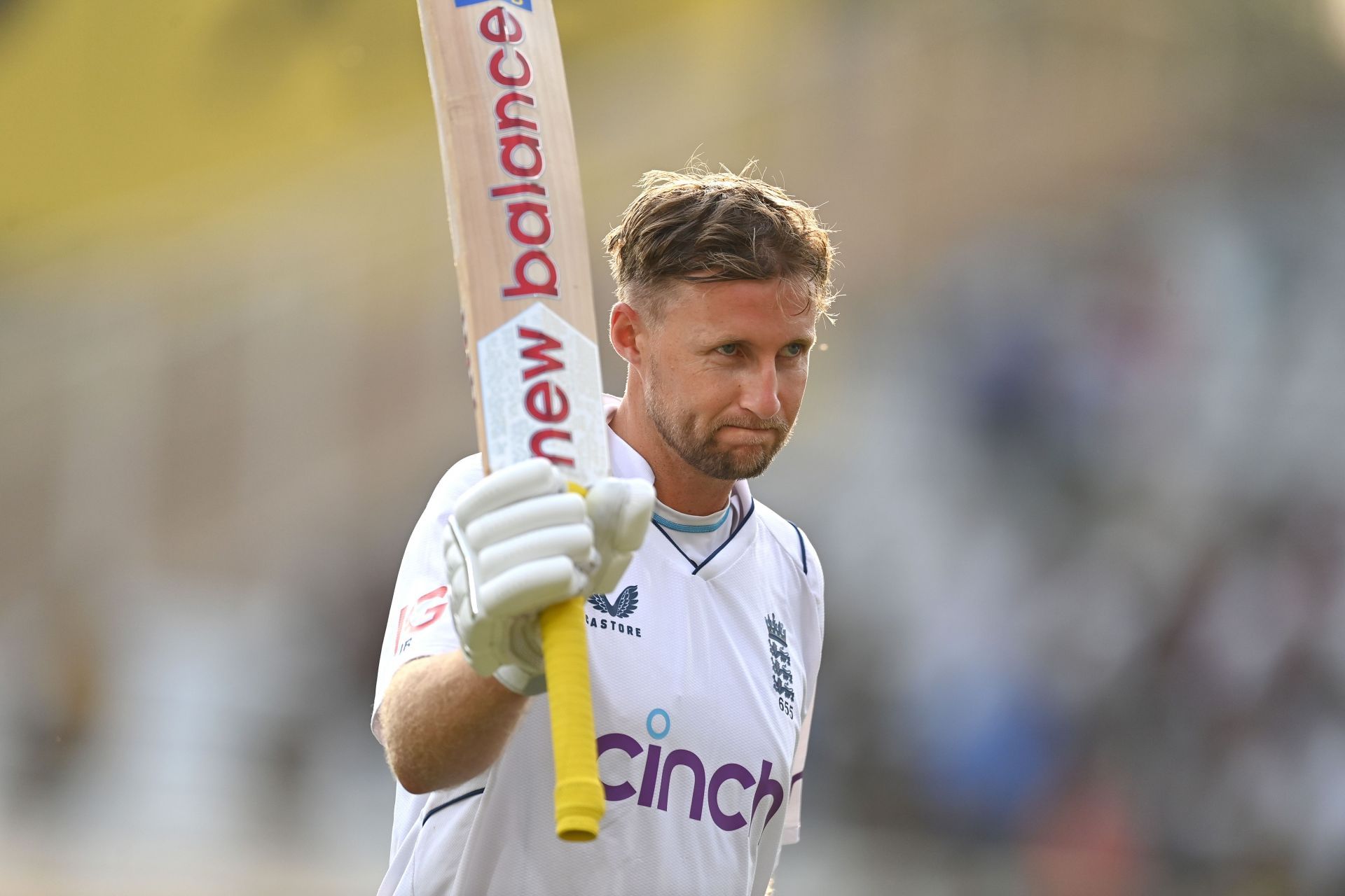 Joe Root celebrates his century: India v England - 4th Test Match: Day One