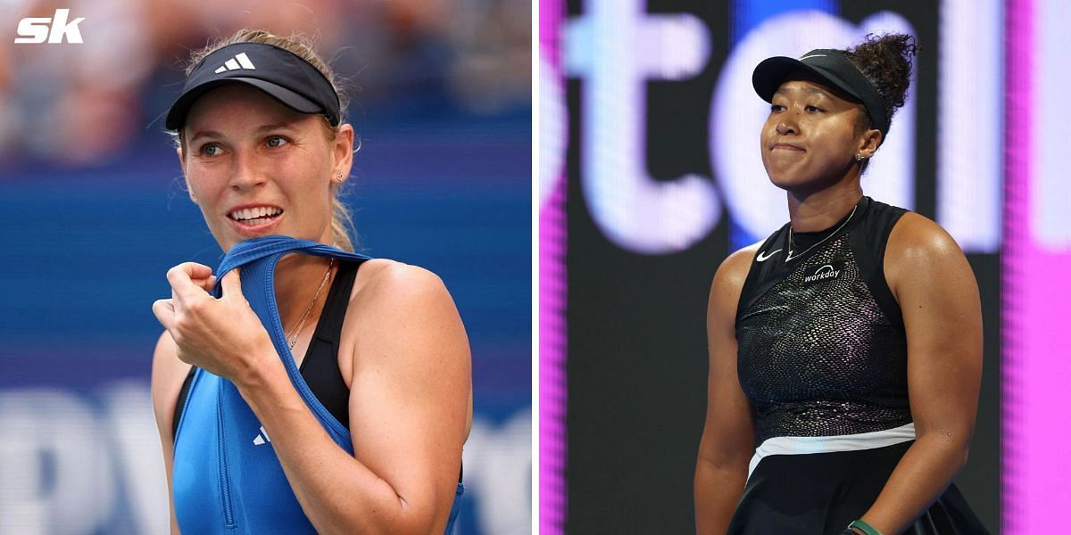 Caroline Wozniacki (L) and Naomi Osaka