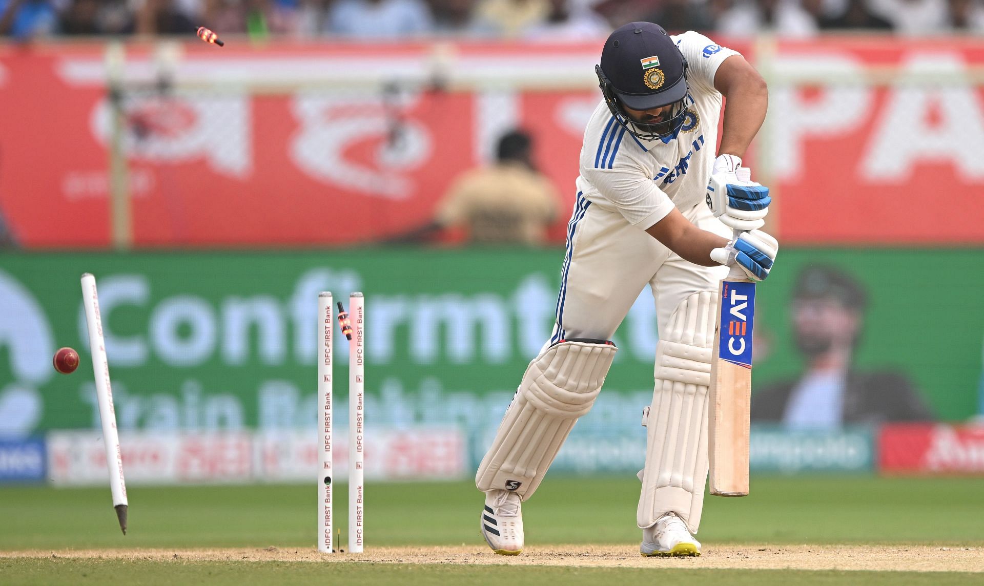 Rohit Sharma saw his stumps rattled in the second innings of the Vizag outing.
