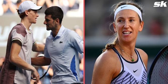 Victoria Azarenka reacts to Novak Djokovic joking that the 'director' of ATP's new skit is behind his Australian Open loss to Jannik Sinner