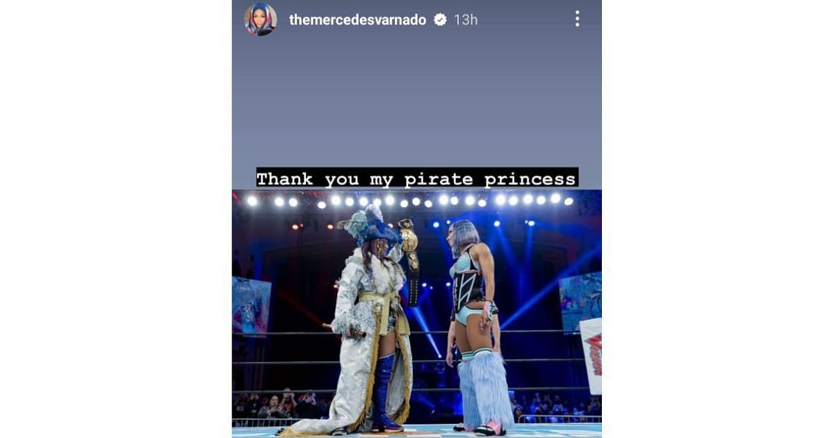 Mercedes&#039; story with Kairi Sane from their NJPW match (Image source: The Boss&#039; official Instagram handle)