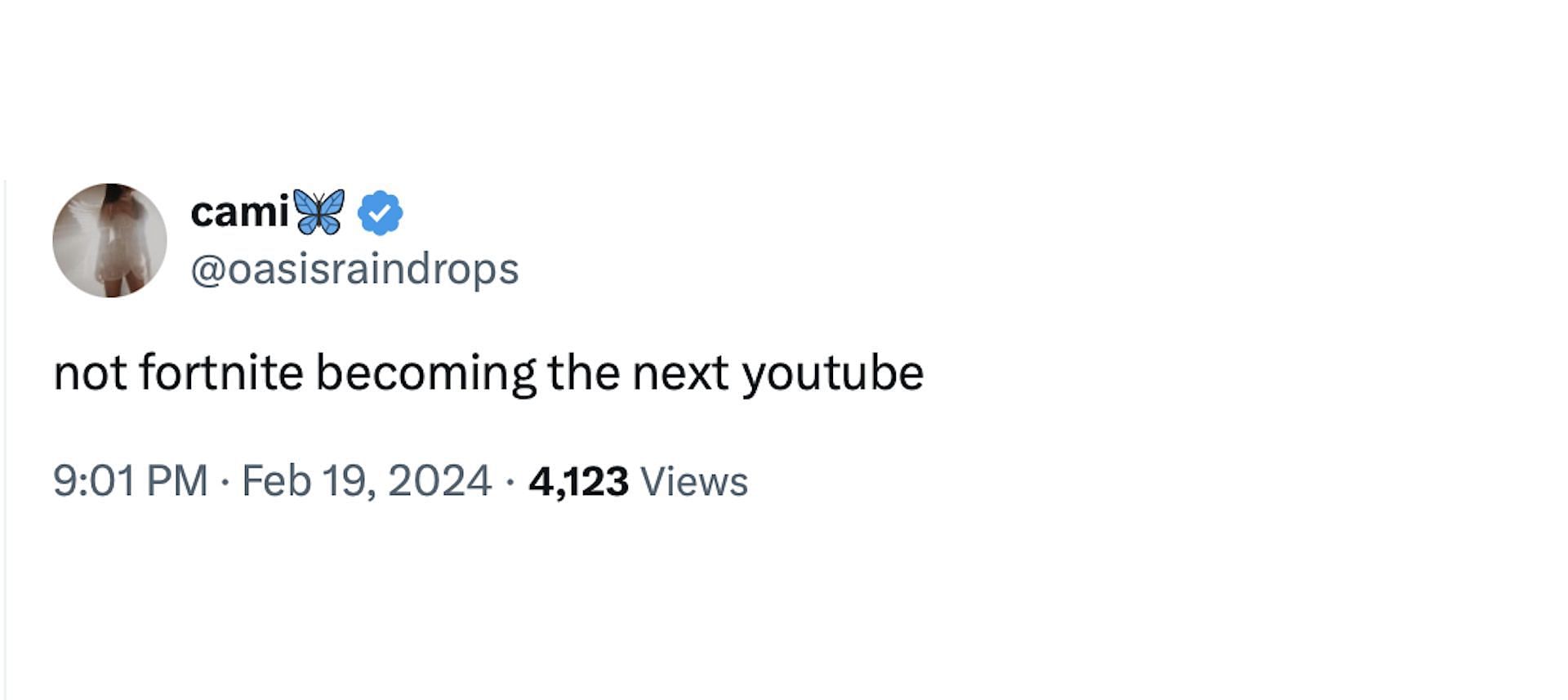 A fan reacts to Weeknd&#039;s premiere of the &#039;Popular&#039; music video on Fortnite (Image via X/@oasisraindrops)
