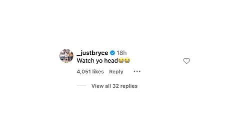 Bryce James' comment on his father's dunk