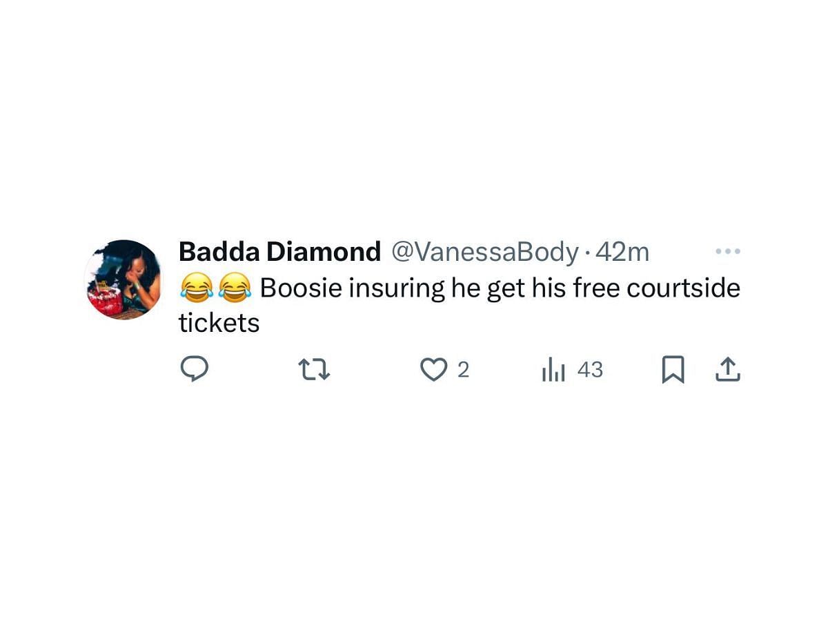 Netizen reacts to video of Boosie dancing at the Atlanta Hawks game (Image via X/@VanessaBody)