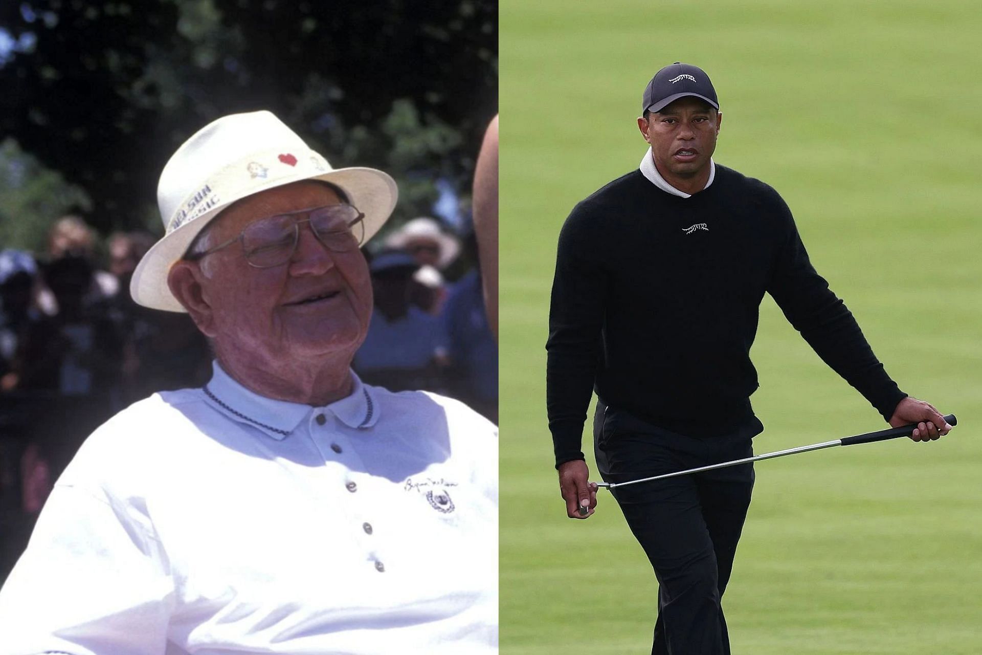 Byron Nelson and Tiger Woods (Image via Getty).