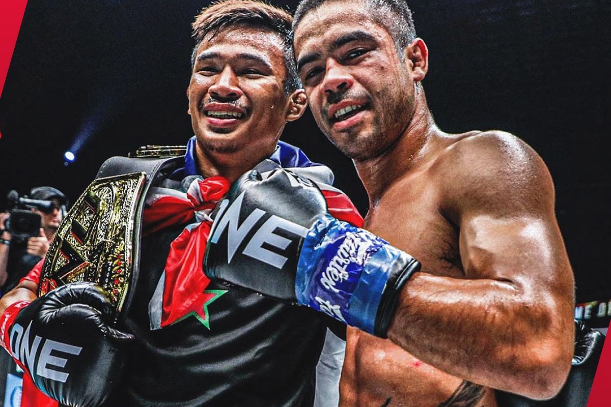 Danial Williams (R) says he had no regrets challenging Superlek (L) for the ONE flyweight kickboxing world title last year. -- Photo by ONE Championship