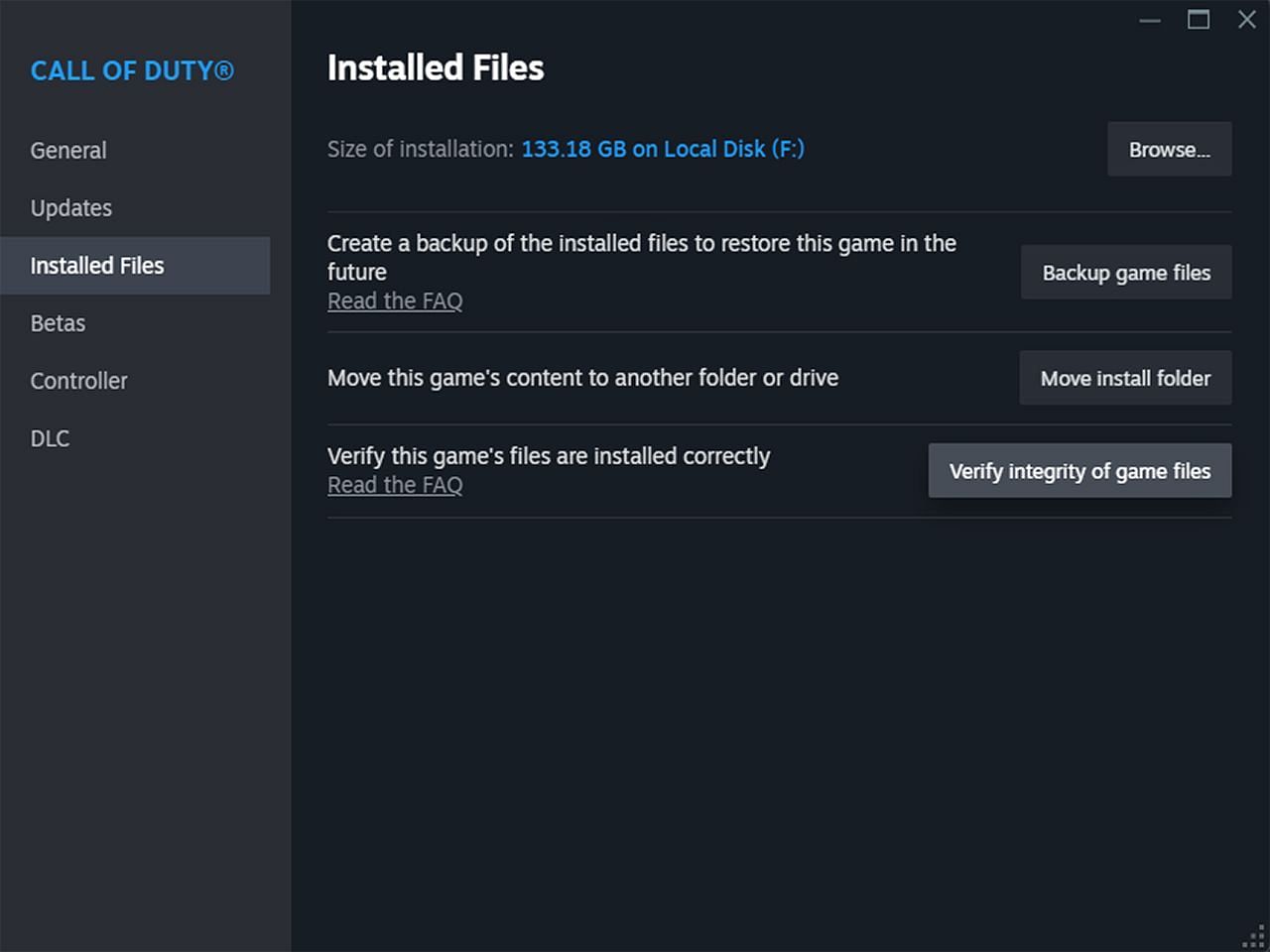 Verifying File Integrity on Steam for MW3 and Warzone (Image via Valve)