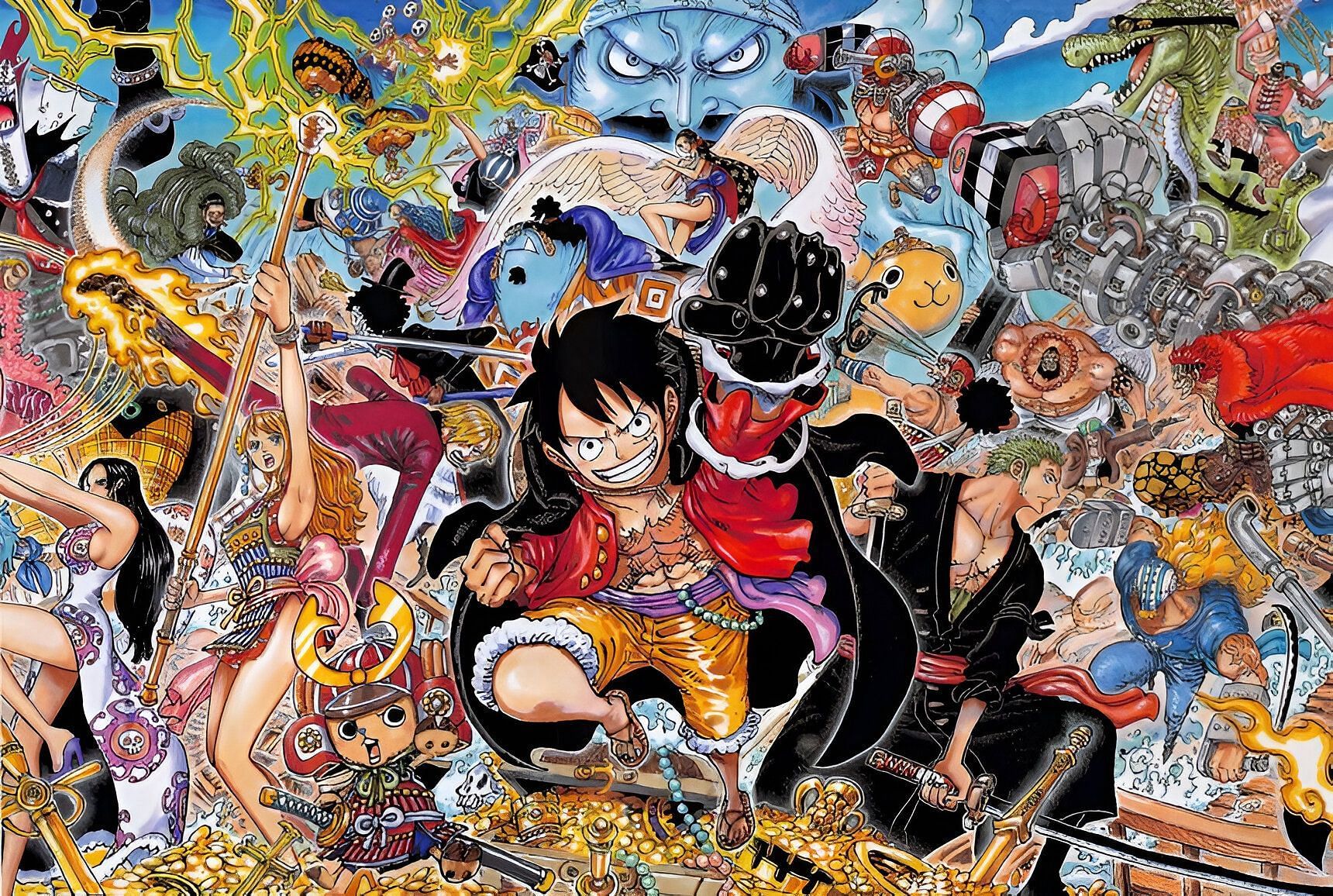 One Piece&#039;s colored illustration (Image via Shueisha)