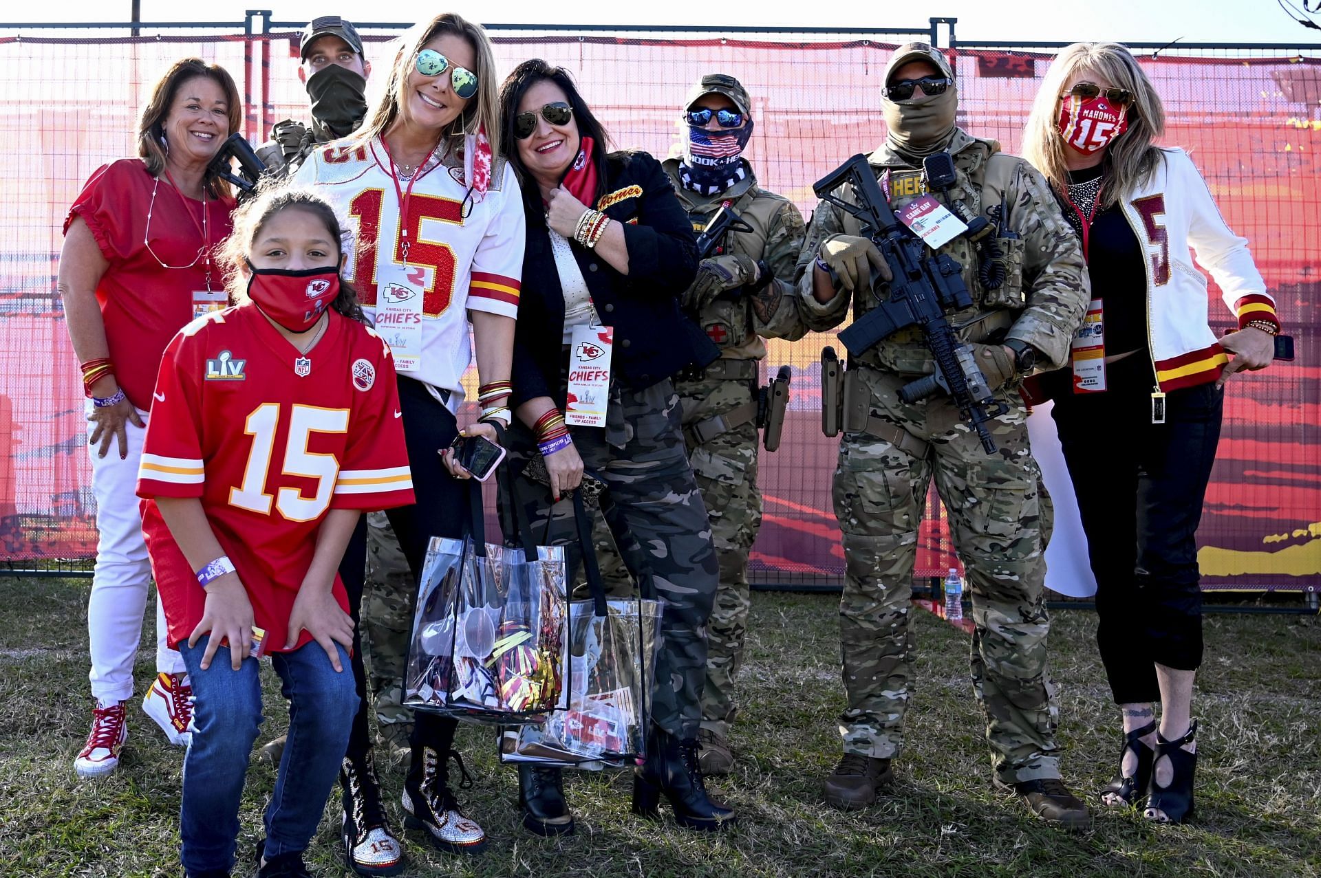 Randi Mahomes and family during Super Bowl LV