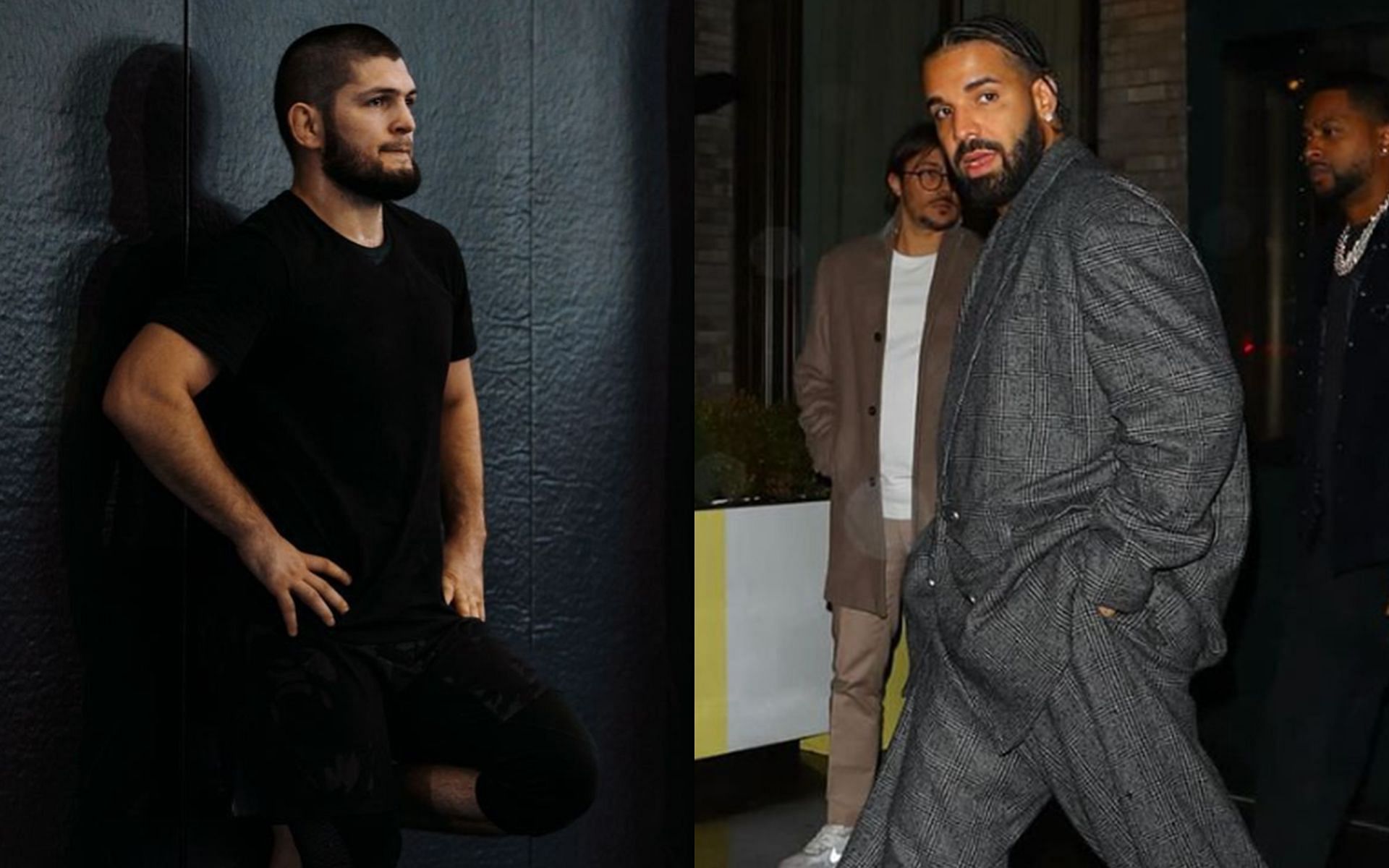 Khabib Nurmagomedov (left) says he has never heard Drake