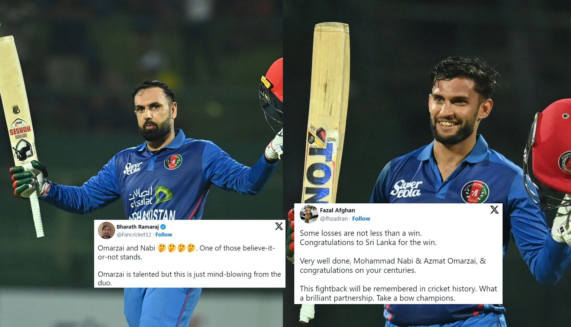 Fans react after Azmatullah Omarzai and Mohammad Nabi