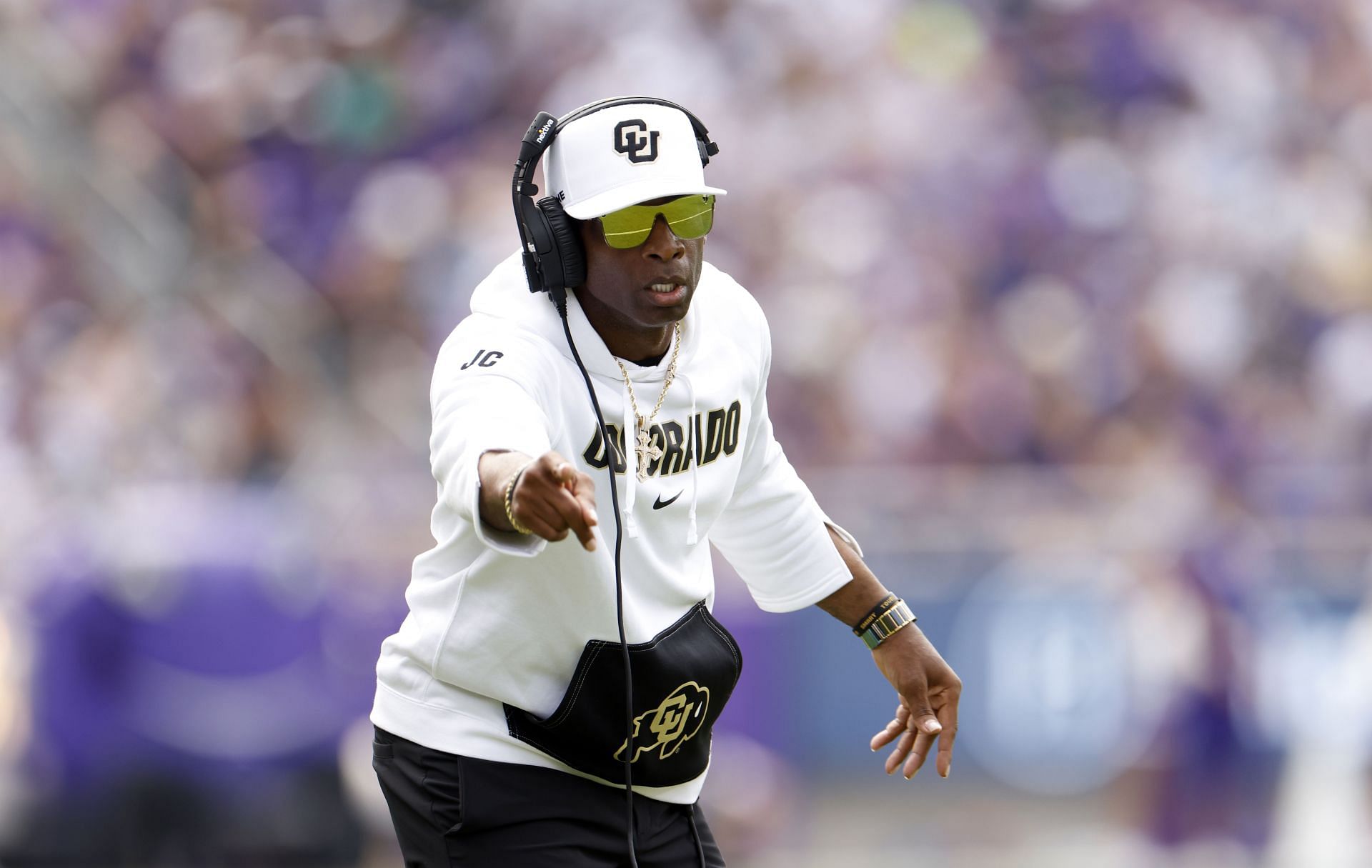 Coach Deion Sanders of the Colorado Buffaloes