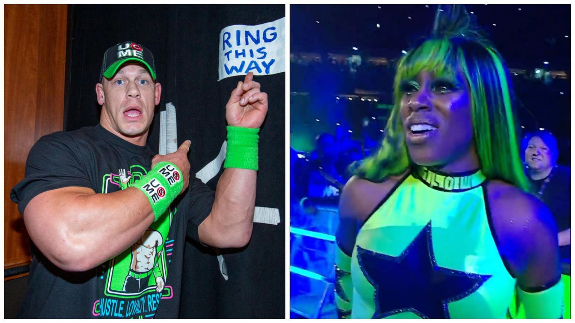 John Cena (left) and Naomi (right).