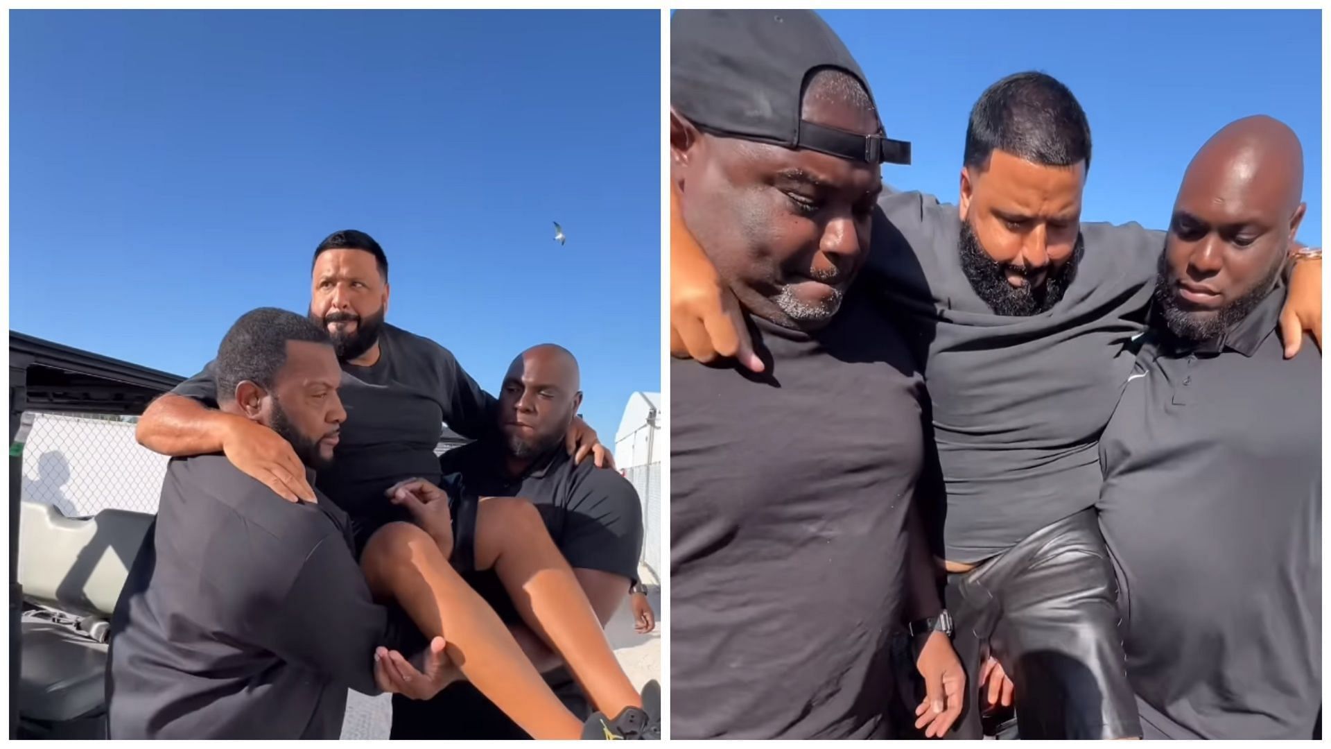 DJ Khaled receives backlash for getting carried by his security guards twice (Image via Instagram/@djkhaled)