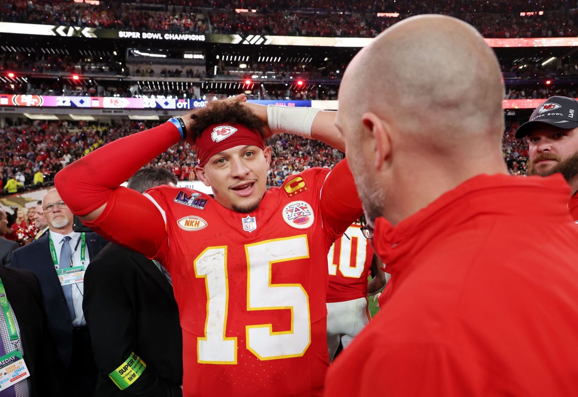 Patrick Mahomes at Super Bowl LVIII - San Francisco 49ers vs. Kansas City Chiefs