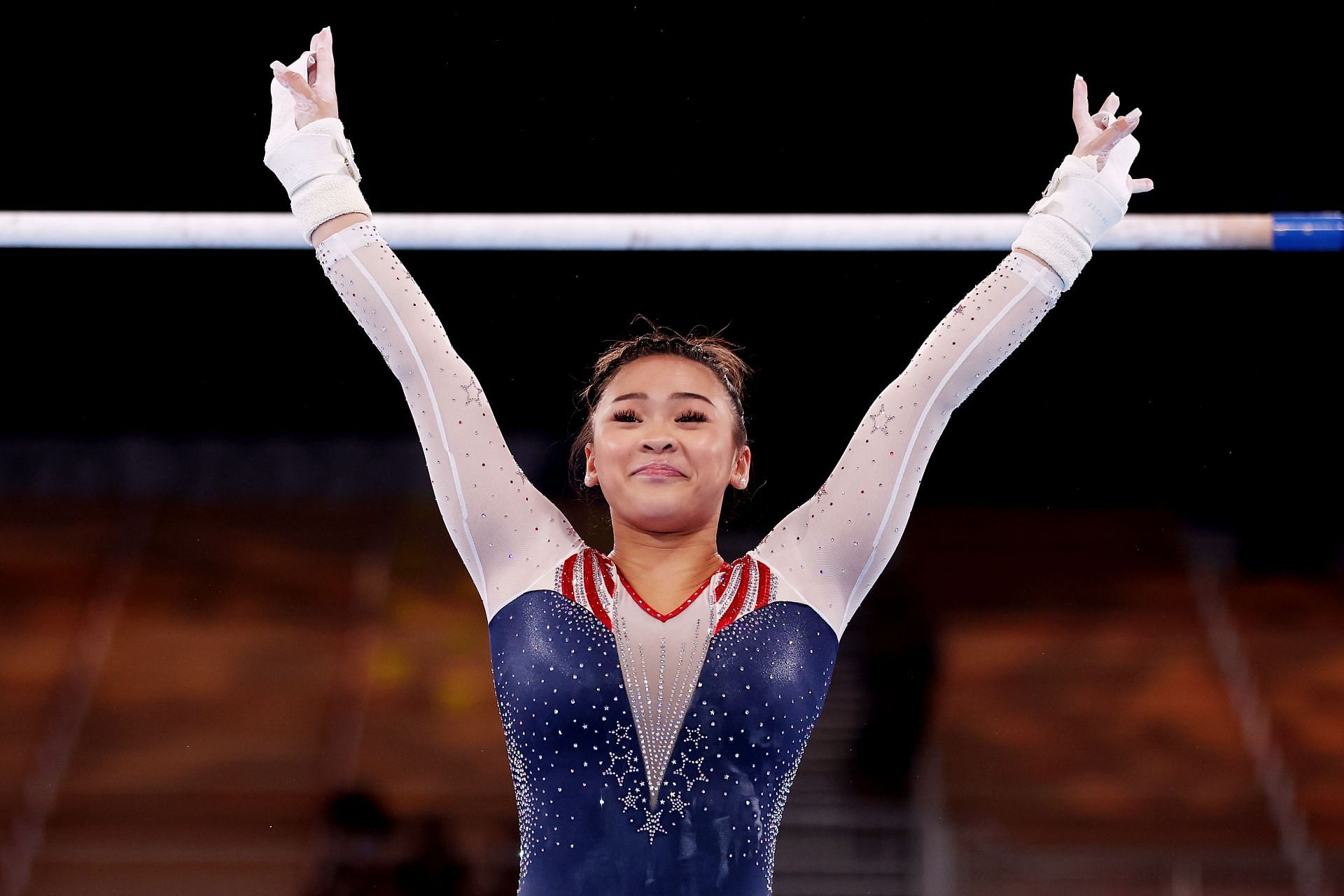Sunisa Lee after competing on uneven bars during the Women&#039;s All-Around Final at the Tokyo 2020 Olympic Games. (Photo by Jamie Squire/Getty Images)