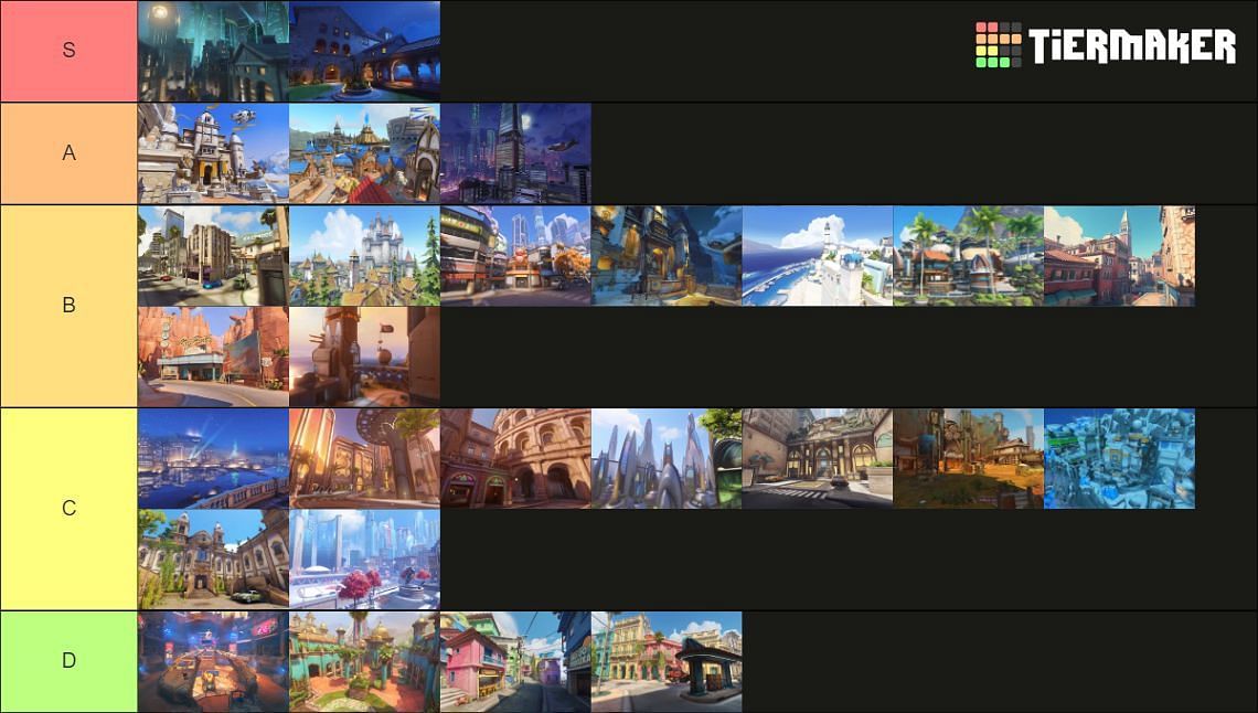 Overwatch 2 Season 9 Map tier list (Image via Tiermaker)