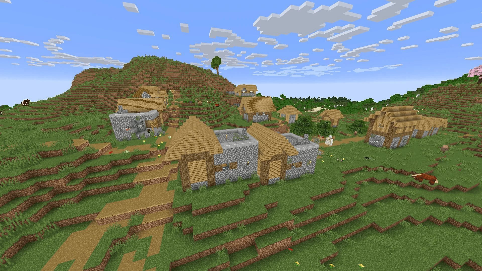 Finding a blacksmith village can be crucial for finishing Minecraft quickly. (Image via Mojang)