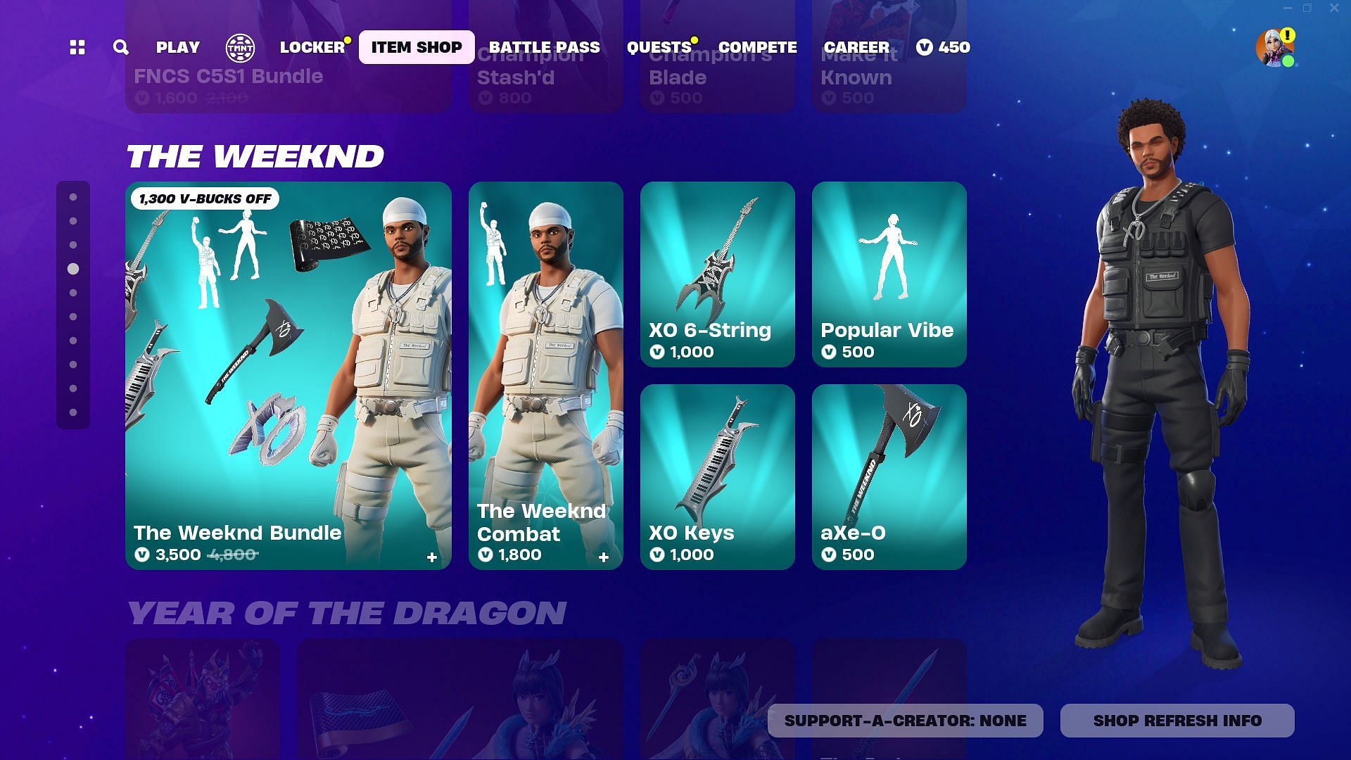 The Weeknd skin is currently in the Item Shop (Image via Epic Games)
