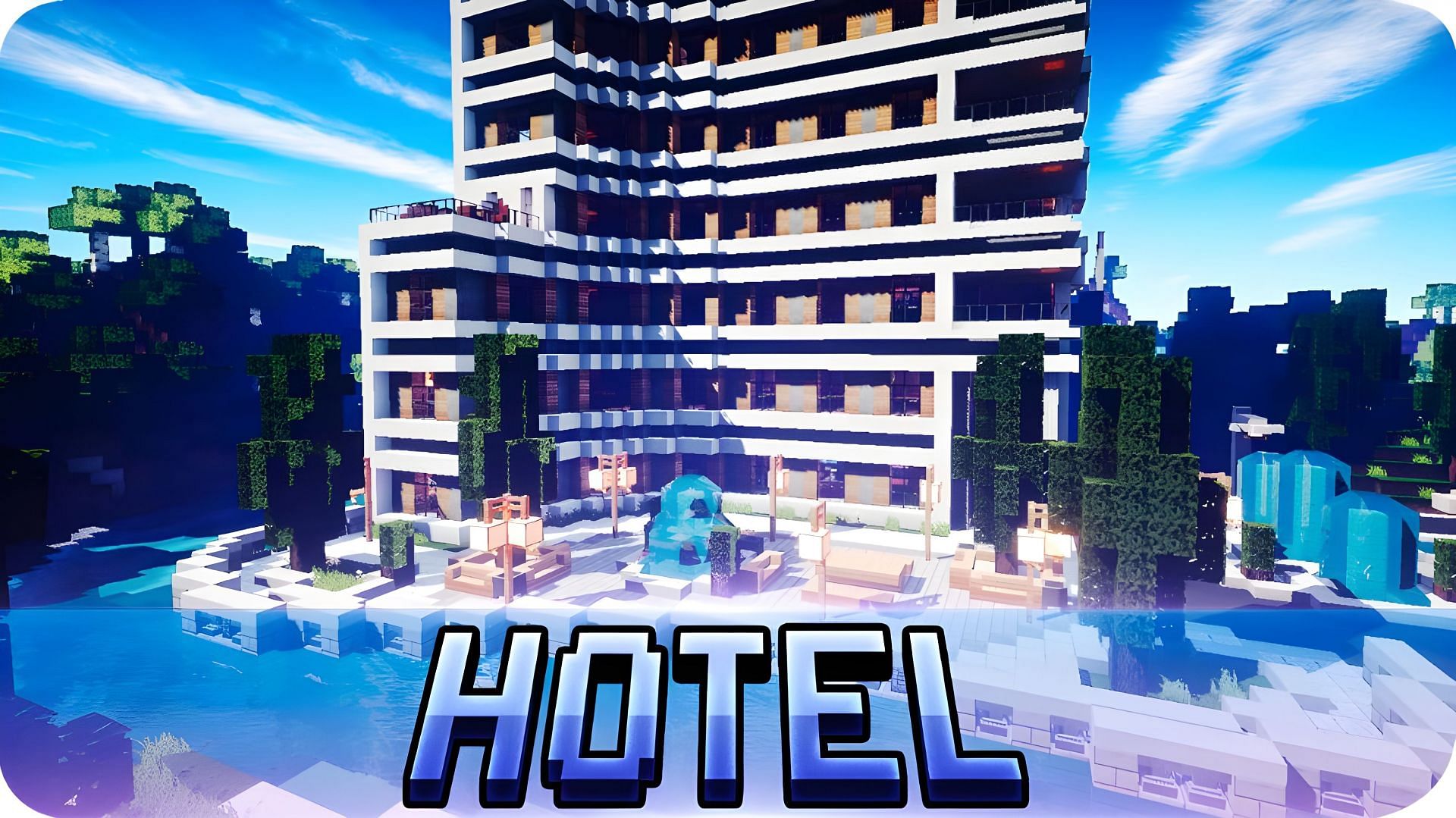 Hotels make for incredible builds in Minecraft (Image via Youtube/JerenVids)