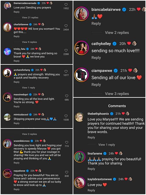 Damian Priest and Charlotte Flair sent supportive messages [Image source: Screenshot of the comments section of Maryse's post]