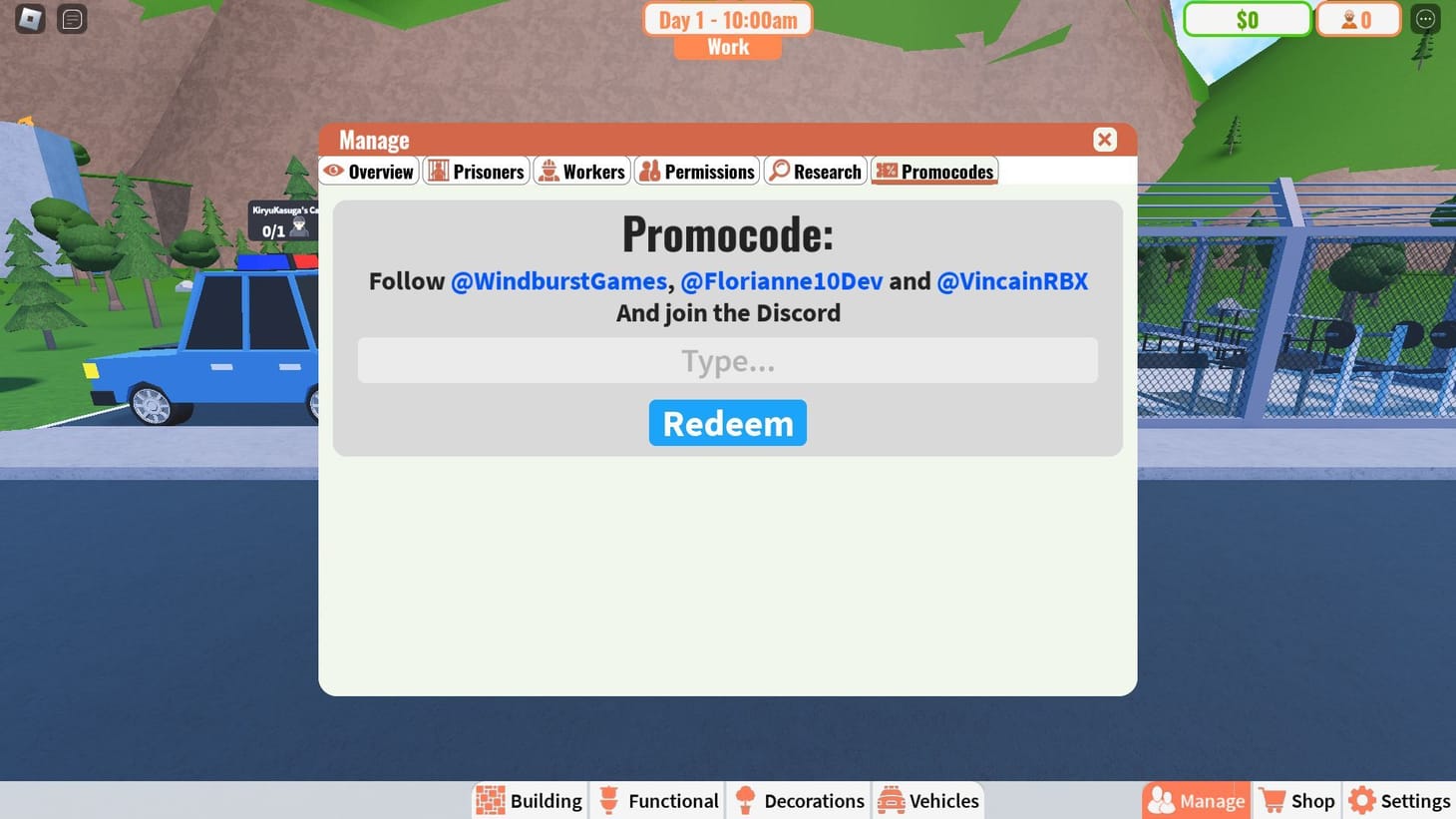 My Prison codes (December 2024)