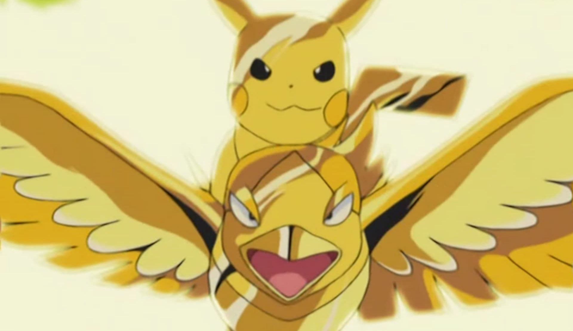 Pikachu and Swellow using the Thunder Armor (Image via The Pokemon Company)