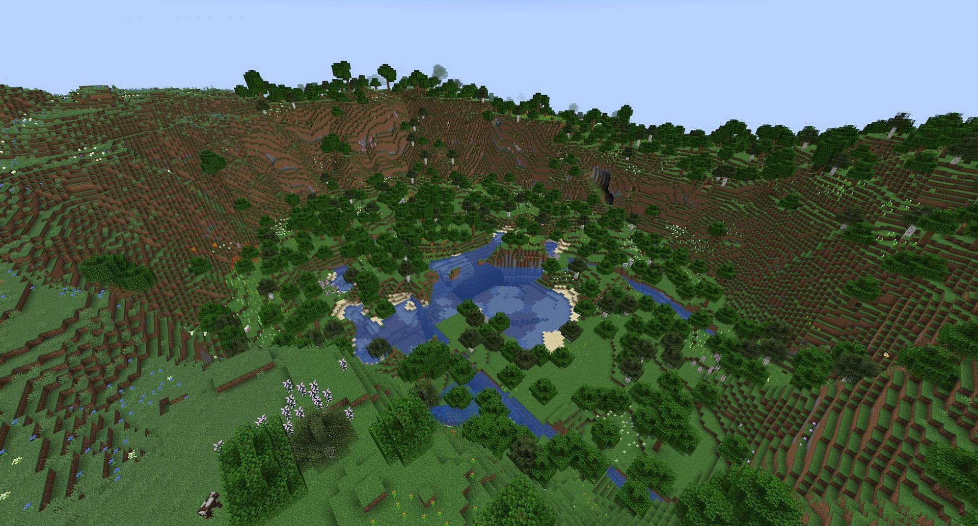 The isolated lakeside flower forest (Image via Mojang)
