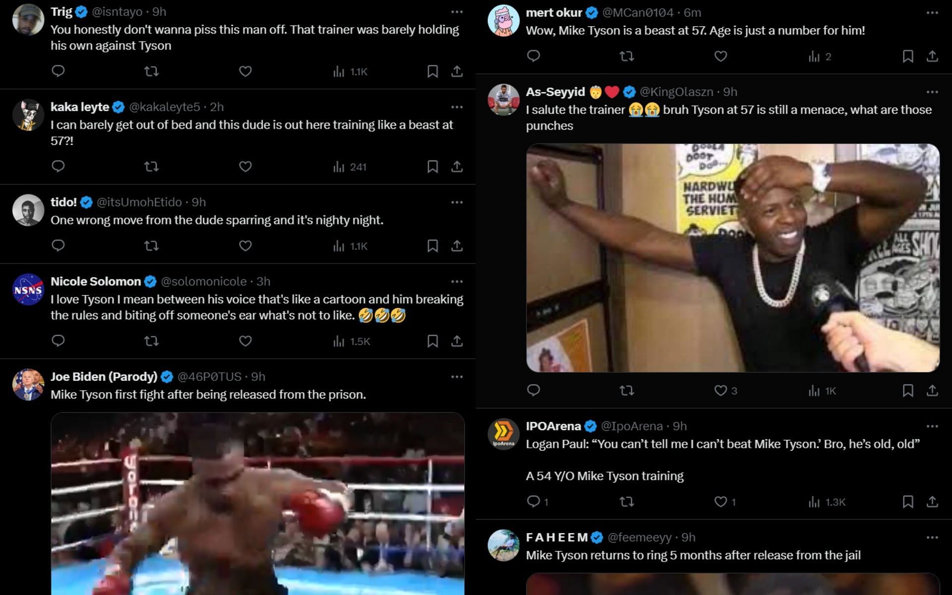 Fan reactions to Mike Tyson training with Rafael Cordeiro