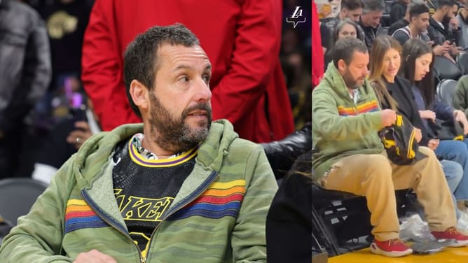 Watch: Adam Sandler and family deliver heartwarming moment while unpacking Black Mamba jerseys courtside