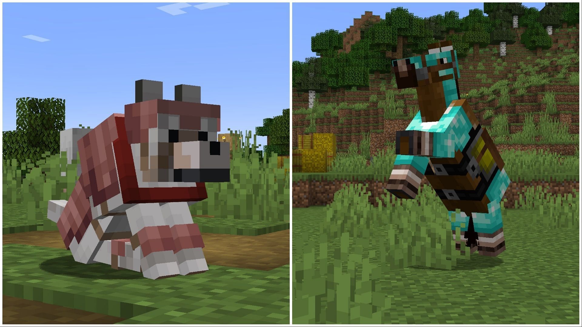 Wolf armor vs horse armor (Image via Mojang)