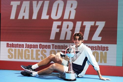 Taylor Fritz with Japan Open 2022 men's singles trophy.