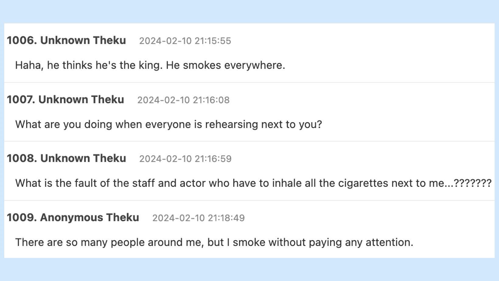 Netizens react to the Welcome To Samdalri actor's vaping incident.  (Images via Thequoo/Translations via Google Translate)