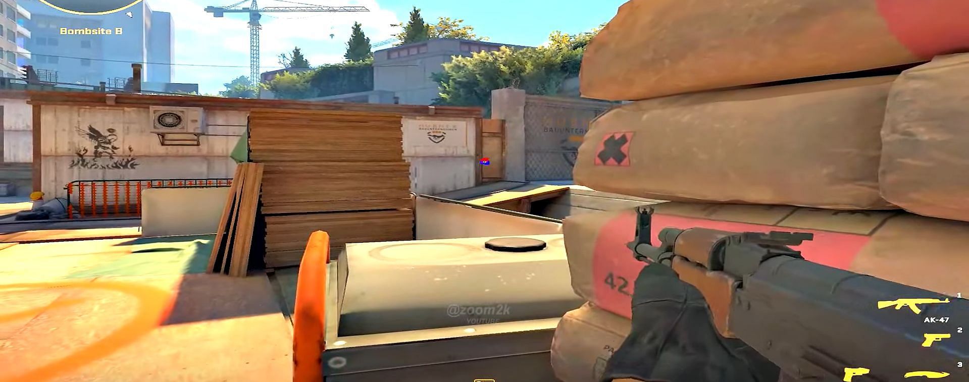 Wall bang spot on B site (Image via Valve || YouTube/Zoom2k)