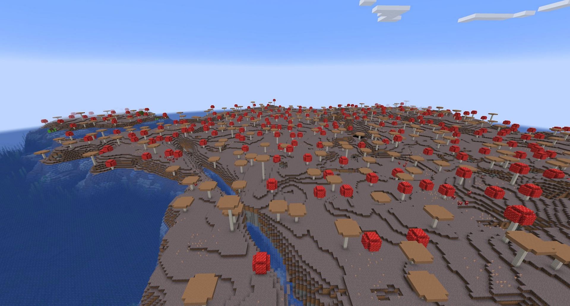 The coast of the large mushroom island. (Image via Mojang)